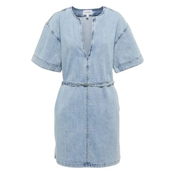 FRAME Kaftan Denim Minidress in Breezy Size XS $345 retail with pockets - Picture 10 of 12